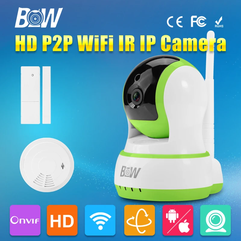 BW font b Door b font Sensor Smoke Detector IR Wireless P T Surveillance CCTV Onvif