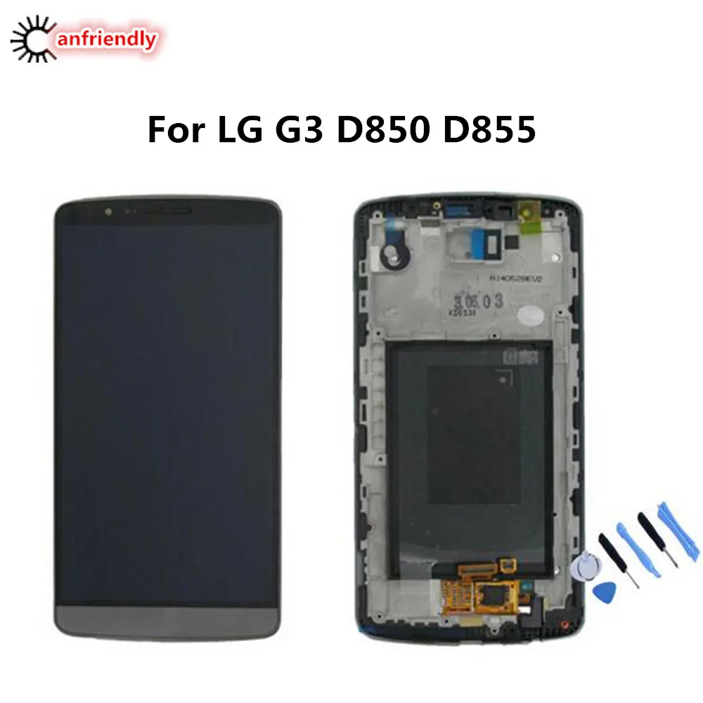 Дисплей + Сенсорный экран с рамкой для LG G3 D850 D855 ЖК-дисплей Digitizer Замена тяга optiums g 3