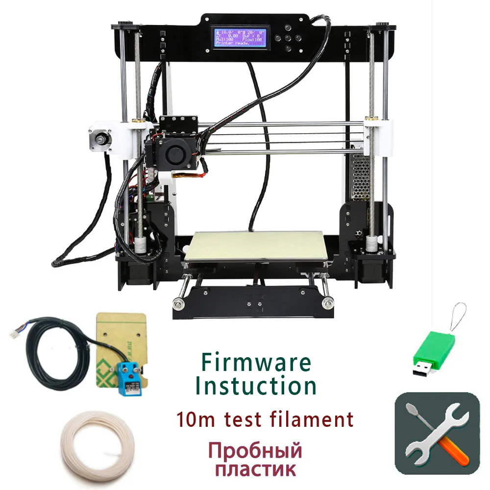 Дополнительный сопло 3D Принтер Комплект prusa i3 reprap Anet A6 A8/SD карта PLA пластик в качестве подарков/Москву - Цвет: A8L 10m  filament