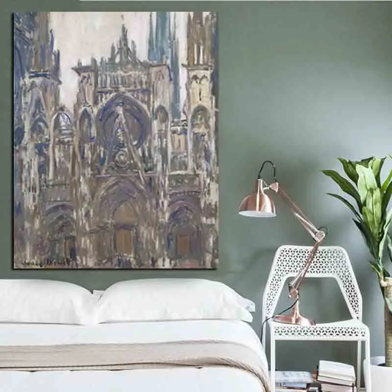 HD Print Claude Monet Notre Dame De Paris Landscape Oil Painting on Canvas Art Poster Impressionist Wall Picture for Living Room