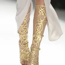 Притягивает взгляд женщин золото летние сапоги гладиатор сапоги сандалии высокий каблук