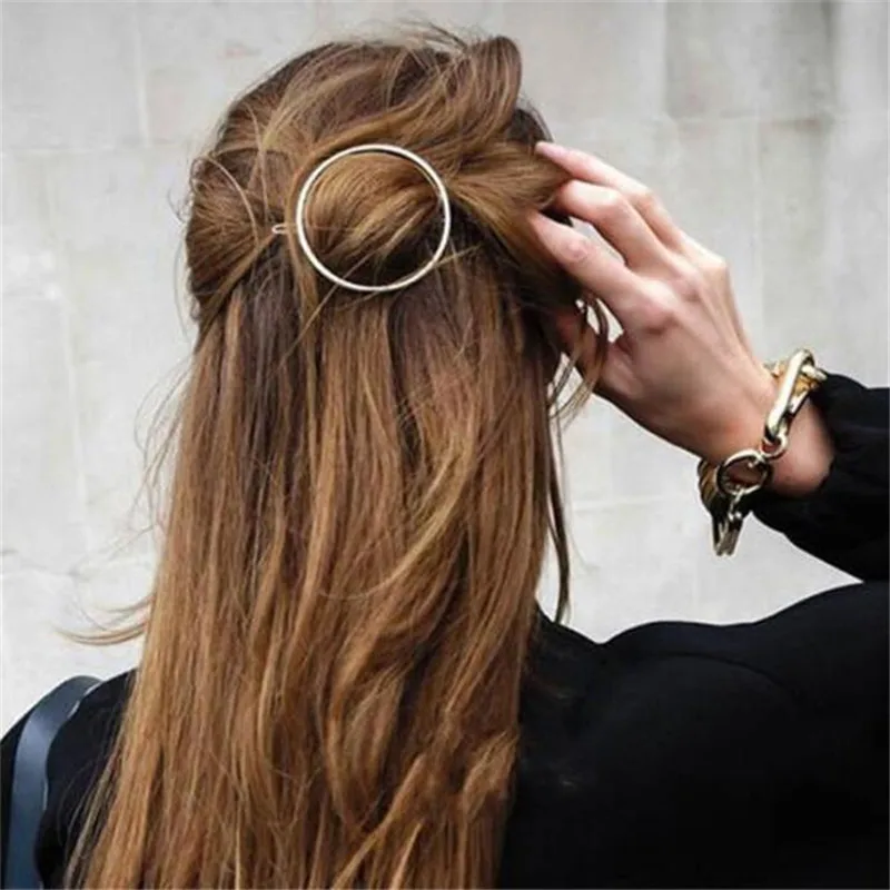 Модный простой геометрический дизайн, округлый, Круглый заколки для волос, заколки для волос, аксессуары для волос для женщин, девушек, заколки, металлическая повязка для волос