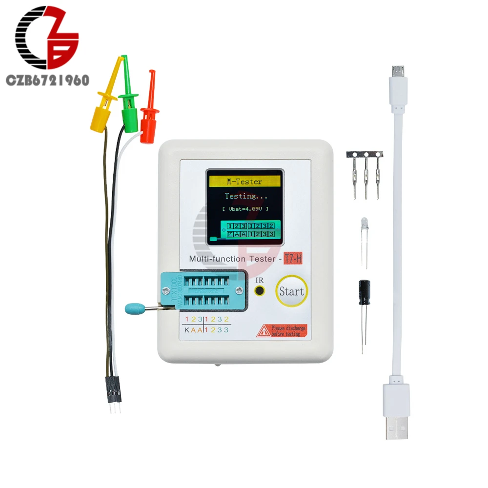 TC-T7-H Транзистор тестер Диод Триод измеритель емкости LCR ESR NPN PNP MOSFET ИК Многофункциональный тестер Цифровой мультиметр