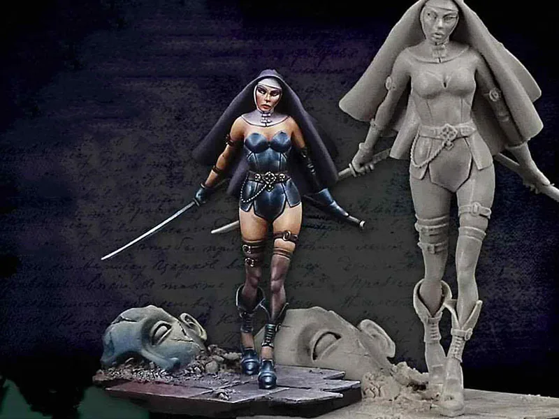 17.79US $ 11% OFF|1/24 75MM ancient WOMAN stand (WITH BASE ) 75MM Resin fig...