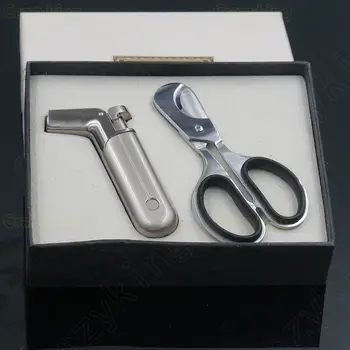 

Guevara Protect Hand Cutter Scissors With 2 Torch Jet Flame Cigar Lighter Cohiba