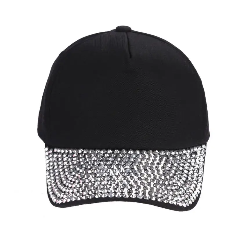 Womens New Fashion hat 2017 ladies Baseball Cap Rhinestone Paw Shaped