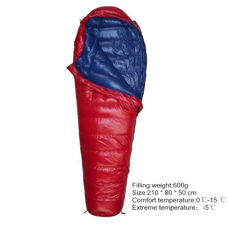 Зимний спальный мешок Мумия утиный пух 400g 600g 800g 1000g светильник на открытом воздухе спальный мешок для кемпинга Пеший Туризм подпушка спальный мешок датчик - Цвет: red navy blue 600g
