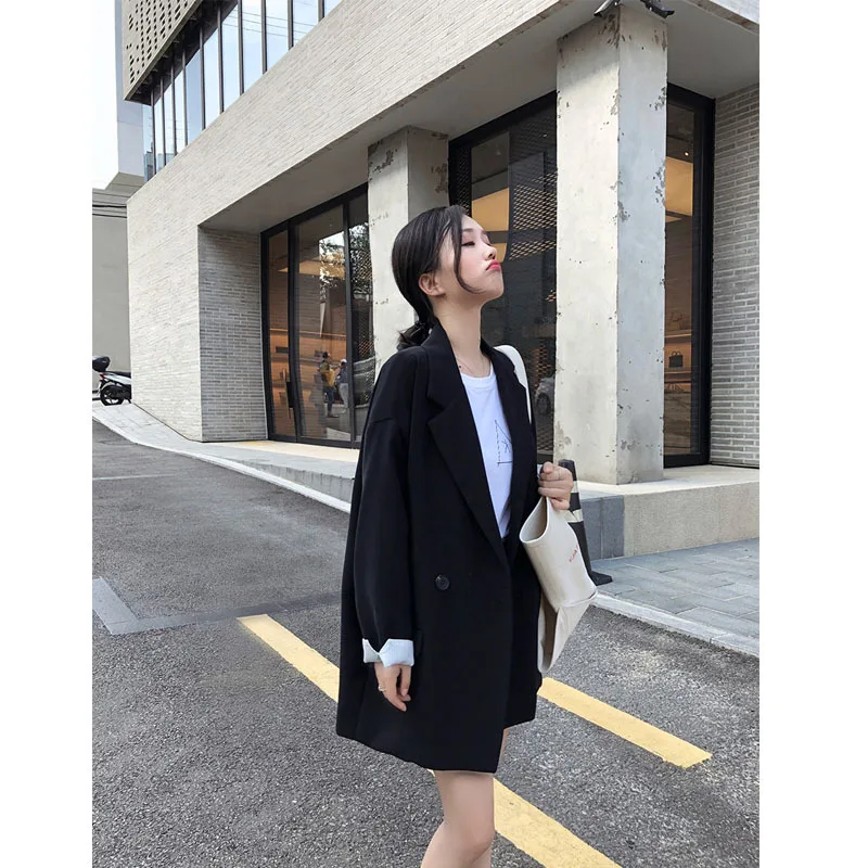 2019 Suits blazer singel button solid color ladies casual loose blazers women long sleeve women's clothing | Женская одежда