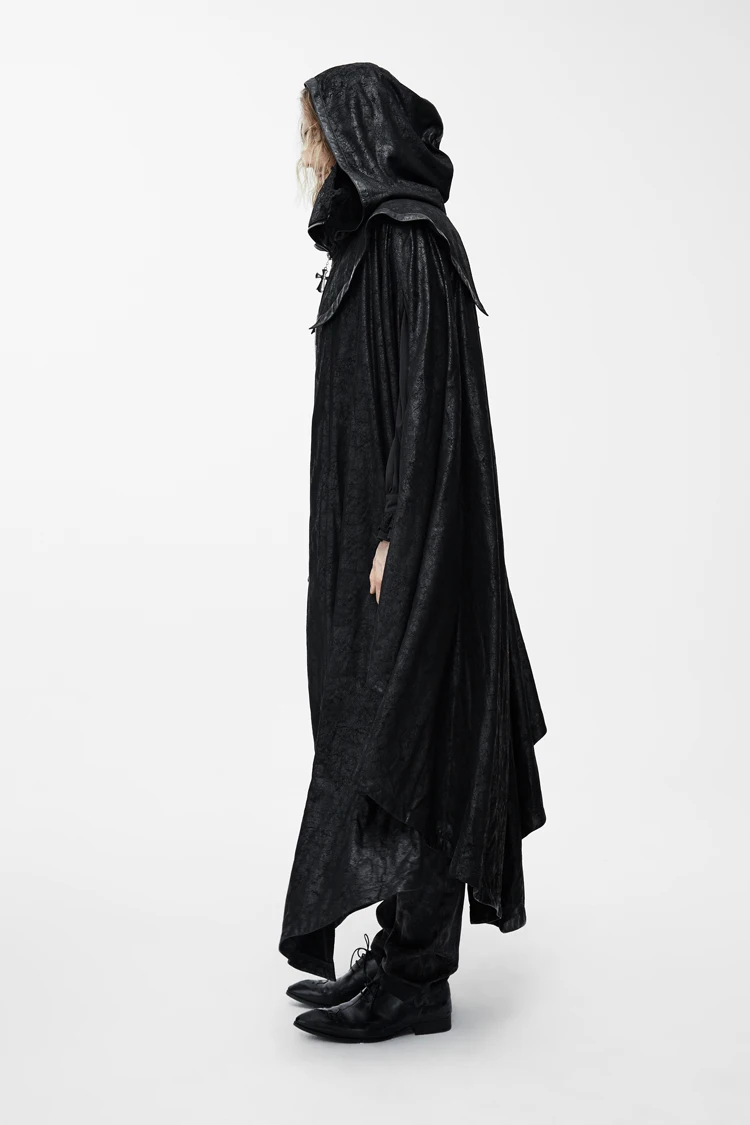 Дьявол мода стимпанк для мужчин длинный плащ пальто панк готический Хэллоуин Темный граф вампиров накидка "летучая мышь" повседневное с капюшоном свободные пальто