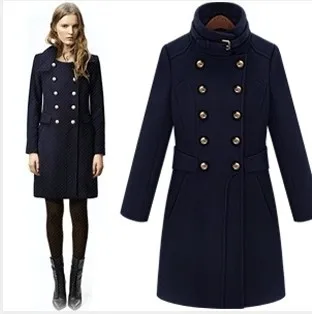 Hiver À Laine Mode En Cachemire Collier Stand Double Mélangée Mince De Trench Femmes Automne Manteaux Femme Manteau 2018 Bleu Boutonnage trhsdCxQ