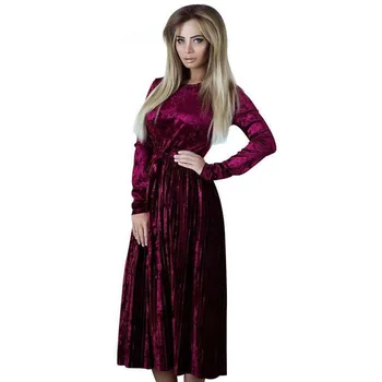 

Long Sleeve Dress Women 2019 Elegant Autumn Winter Dress Female Casual Pleated Ball Gown Evening Party Dresses Vestidos