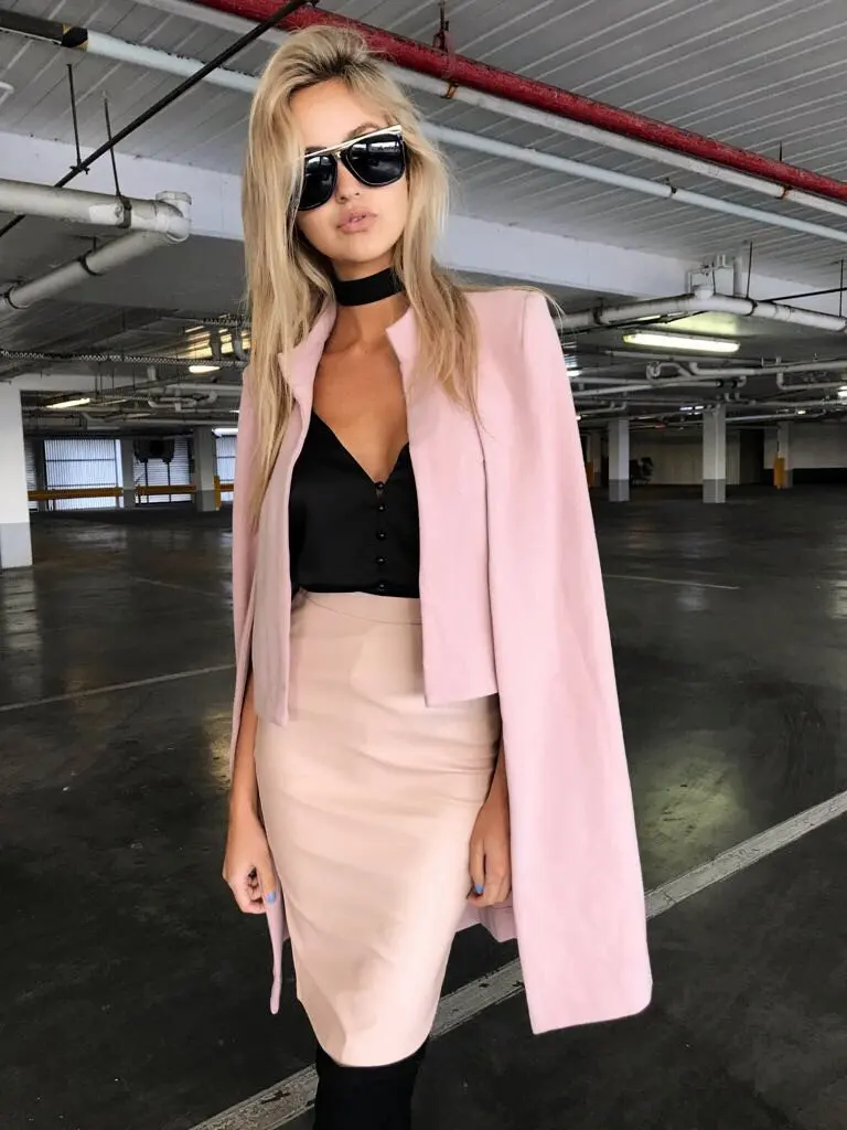 Long Gray De Printemps Blazer Personnalisé Cape Poncho Ouverte pink Deux Avant Femmes Manteau Enbeautter Tranchée Manteaux Pièce Faux Costumes w7TSxq1f