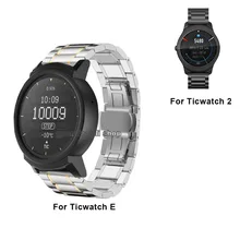 Роскошные часы из нержавеющей стали ремешок петля для Ticwatch 2 E 20 мм Смарт часы Бабочка застежка Браслет замена наручных полос