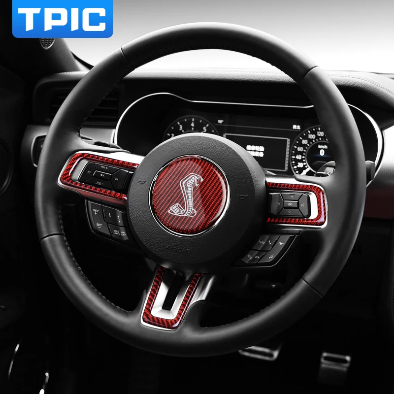 TPIC внутреннее Автомобильное рулевое колесо Cobra Shelby Horse логотип эмблема углеродное волокно наклейка для автомобиля Стайлинг для Ford Mustang