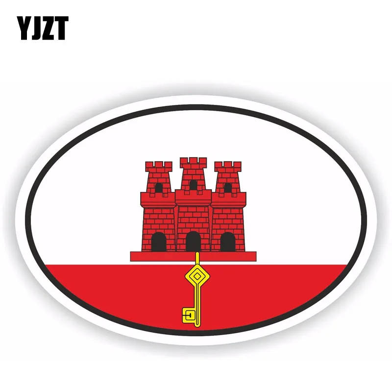

YJZT 14.4CM*9.6CM Personality GIBRALTAR Flag Oval Car Sticker Creative Decal 6-1688