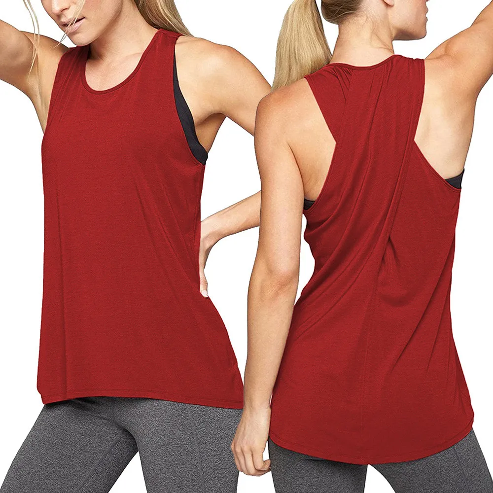 Women's Cross Back Shirt Sleeveless Cross Workout Active Tank Top Quick