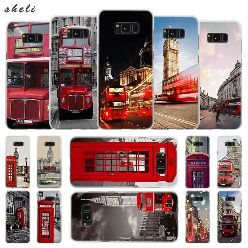 

Sheli London Bus England Telephone Transparent Note 10 9 pro hard Case Cover for Samsung S4 S5 S6 S7 S8 S9 S10 Plus Edge Mini