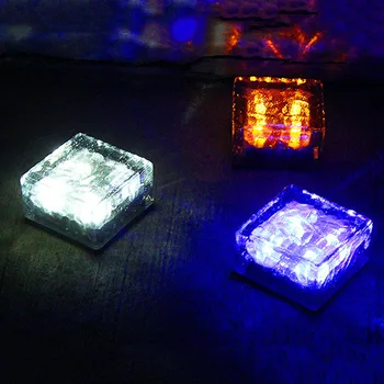 

Solar Ice Cube Lights Waterproof Color Changing LED Glass Brick Lamp for Path Yard Garden JDH99