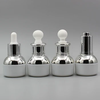 

Hot sale silver dropper 20 ml essential oil bottle ,20 ml white glass bottle with dropper