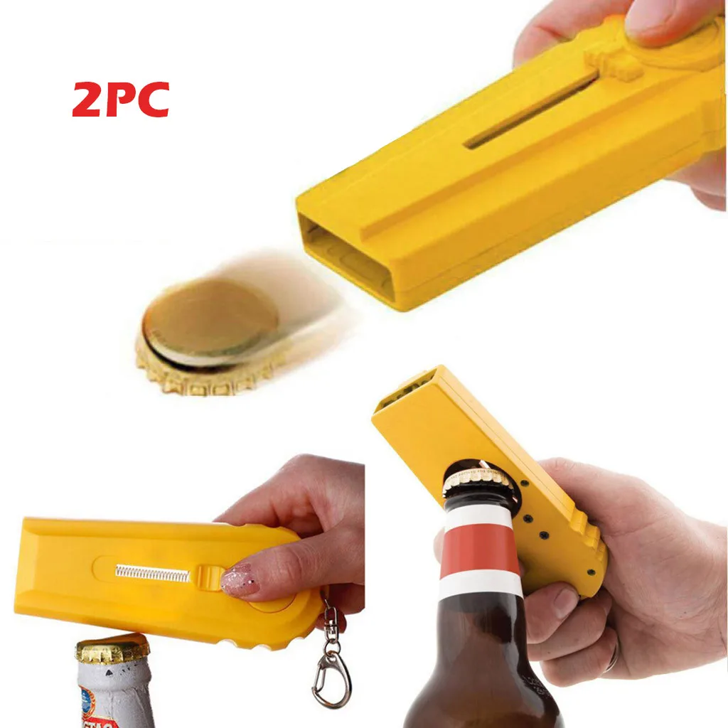 

2PC Portable Beer Drink Bottle Opener Cap Launcher Opening Top Shooter Key Ring Gift keychain Kitchen Cooking Tool #11/6