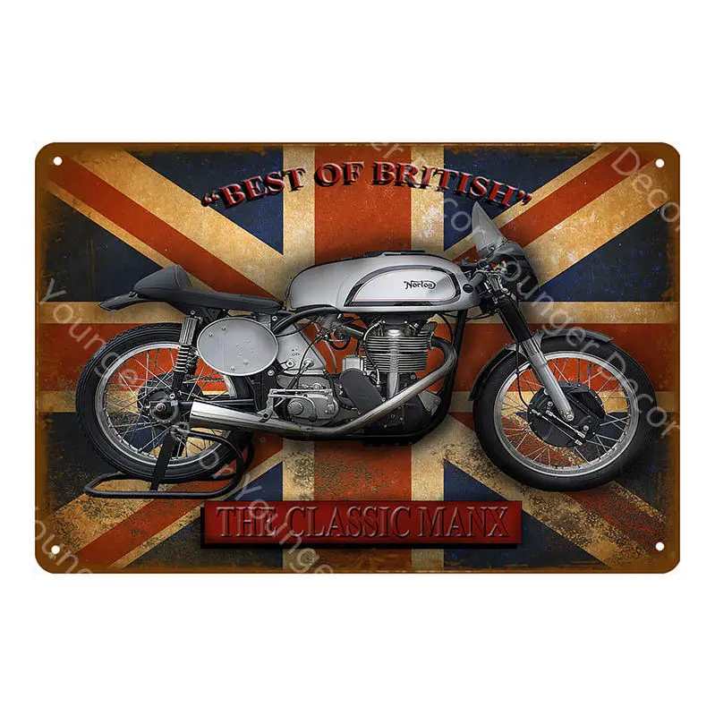 Классические британские мотоциклы BSA Norton Suzuki Velocette Дуглас Ариэль металлическая пластина жестяная вывеска настенная художественная плакат винтажный декор для гаража - Цвет: YD9299A