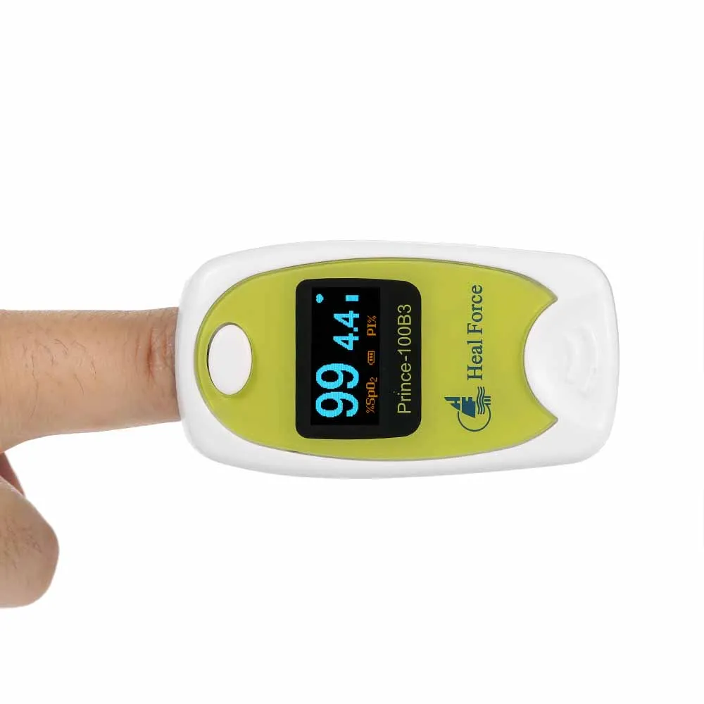 Oxímetro de Pulso Monitor de Saturação de Oxigênio Detectar do Índice de Perfusão Heal Force Oled Dedo Sangue Médica & Bolsa Spo2 Pulsação no 3 no sangue monitor médico oled dedo oxímetro