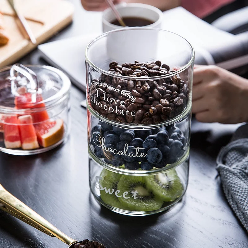 

Heat-Resistant Glass Storage Bottle Jar Flamingo Dried Fruit box Candy Ice Cream Storage Bottles Kitchen Salad Transparent Bowl