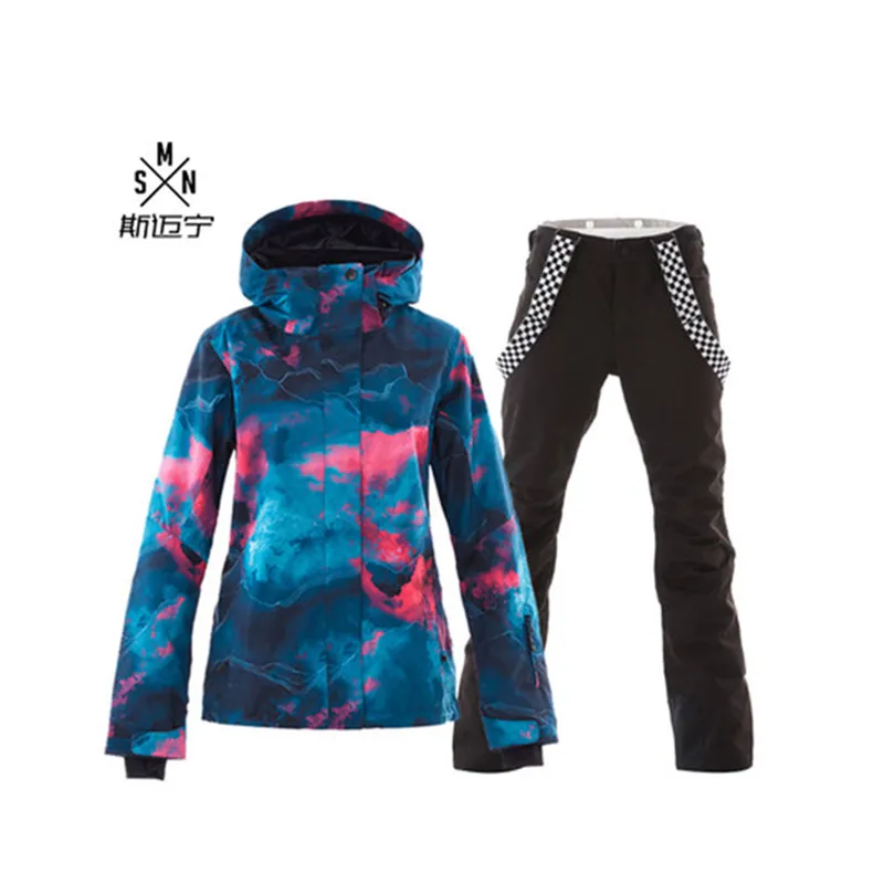 Уличные лыжные костюмы для женщин сноуборд куртка+ горные лыжные водонепроницаемые штаны ветрозащитная дышащая зимняя теплая удерживающая куртка зимний комплект - Цвет: q15