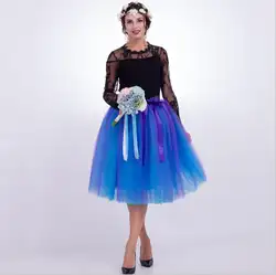 7 слоев миди тюль юбки для женщин Женская мода плиссированные юбка пачка элегантные свадебные Винтаж Лолита 2018 новый темперамент