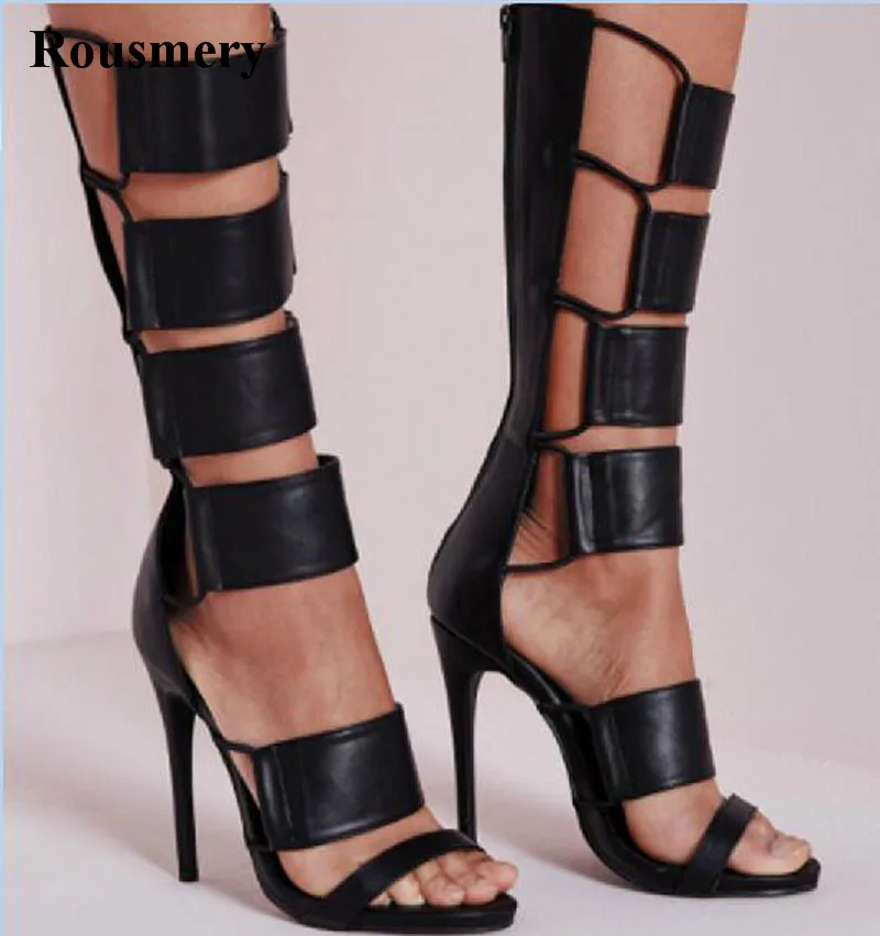 open toe gladiator boots