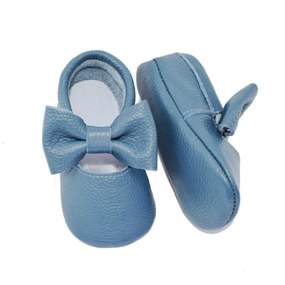 Детская обувь из натуральной кожи; детские мокасины; Мягкие Мокасины без бахромы; модельные туфли для новорожденных девочек; обувь для малышей 0-18 месяцев - Цвет: grey blue