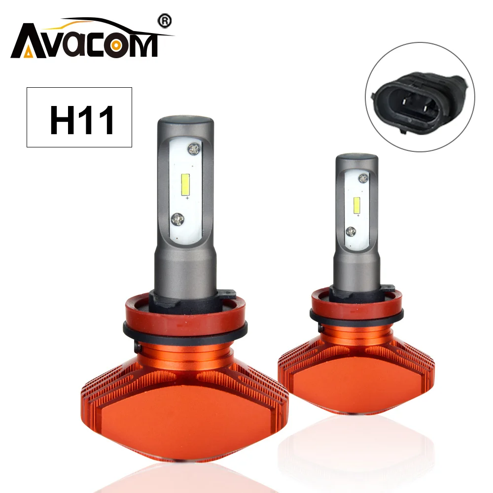 Avacom H11 LED 12V Мини Автомобильная противотуманная фара лампа CSP 6500K белый 80W H8 H9 24V Carro