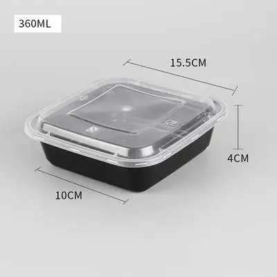 50Pcs Disposable Microwave Plastic Food Storage Container Safe Meal Prep Containers For Home Kitchen Food Storage Box - Цвет: 360ML