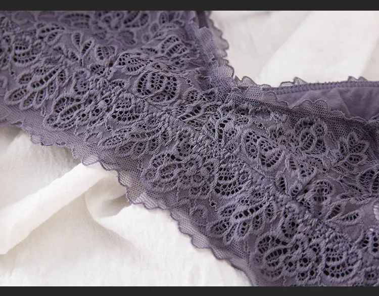 CINOON New Women's underwear Set Sexy Push-up Bra And Panty Sets Hollow Brassiere Gather Sexy Bra Embroidery Lace Lingerie Set (15)