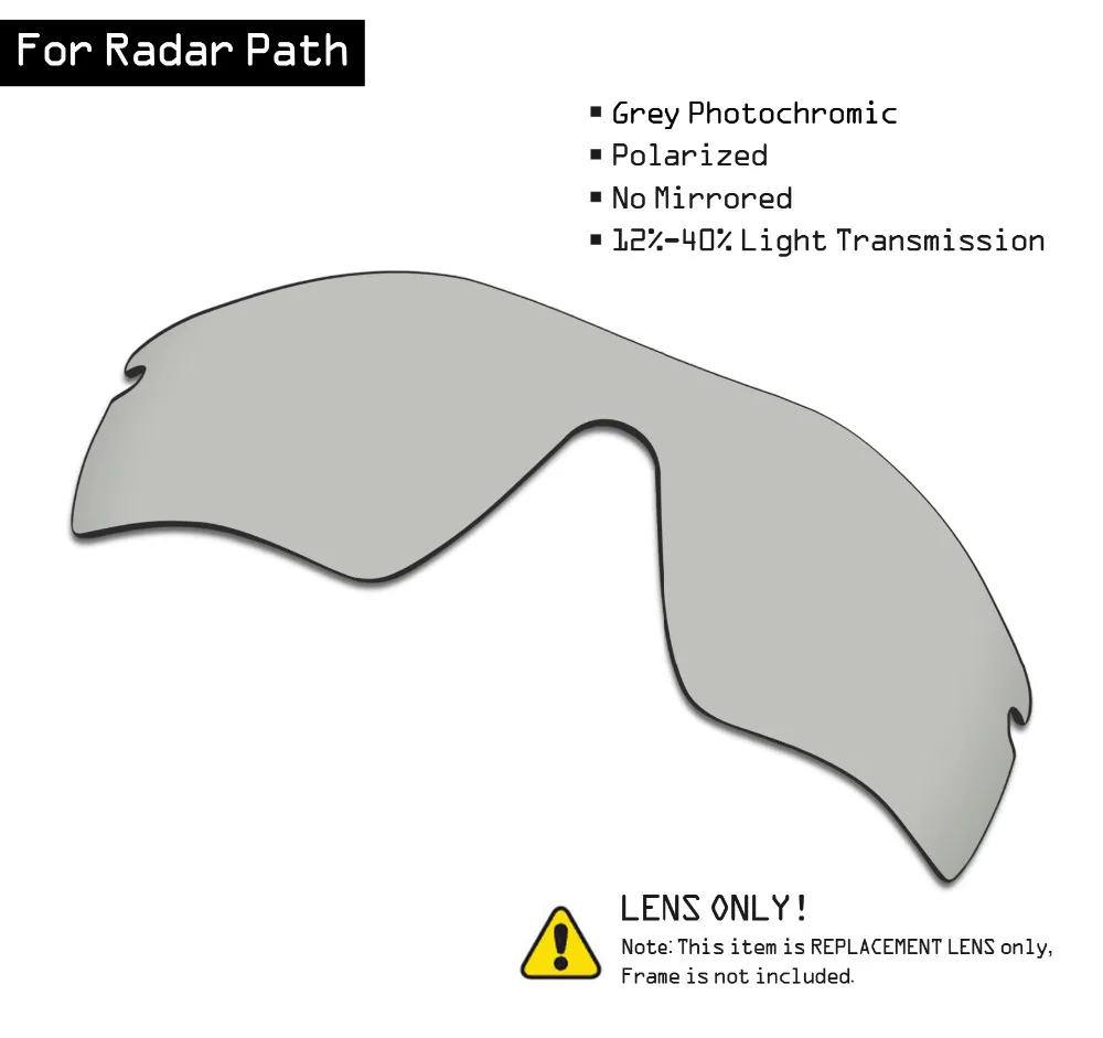 SmartVLT Polarized Sunglasses Replacement Lenses for Oakley Radar Path - Grey Photochromic