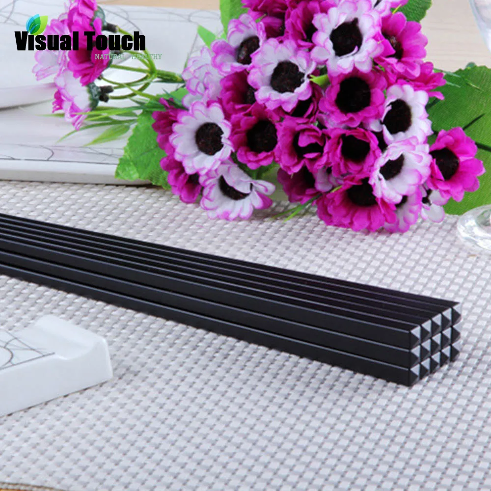 

Visual Touch 1 Pair 23.5cm/9.25in Black Smooth Japanese Chopsticks Non-Slip Durable Alloy Sushi Chop Sticks Set Chinese Gift