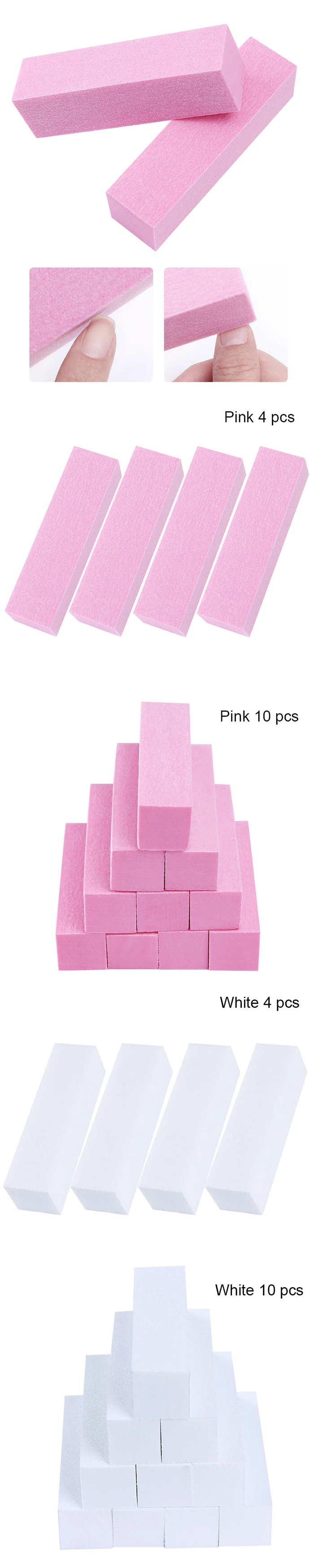 10 шт. 5 шт. Розовая белая шлифовальная губка для ногтей пилочки Блок ...