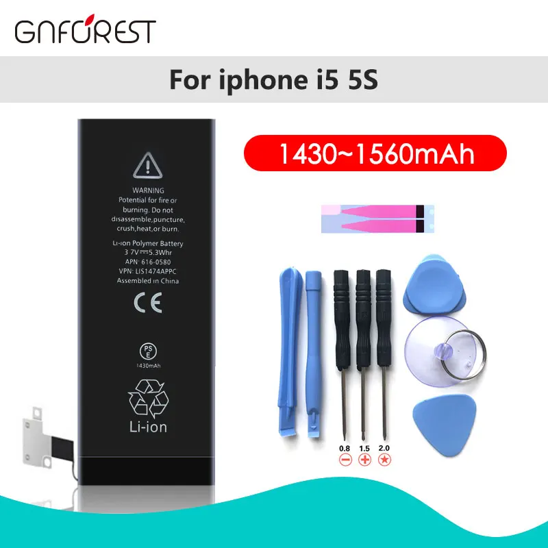 

New battery 1440mAh 1560 mAh For iPhone 5 5g 5s Internal Replacement Battery 1510mAh 1624mAh For 5c se with Tools