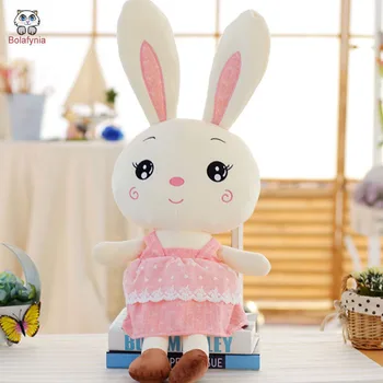 

BOLAFYNIA Children Stuffed plush toy big eyes cute rabbit with dress doll baby kid for birthday Christmas Valentine's Day gift