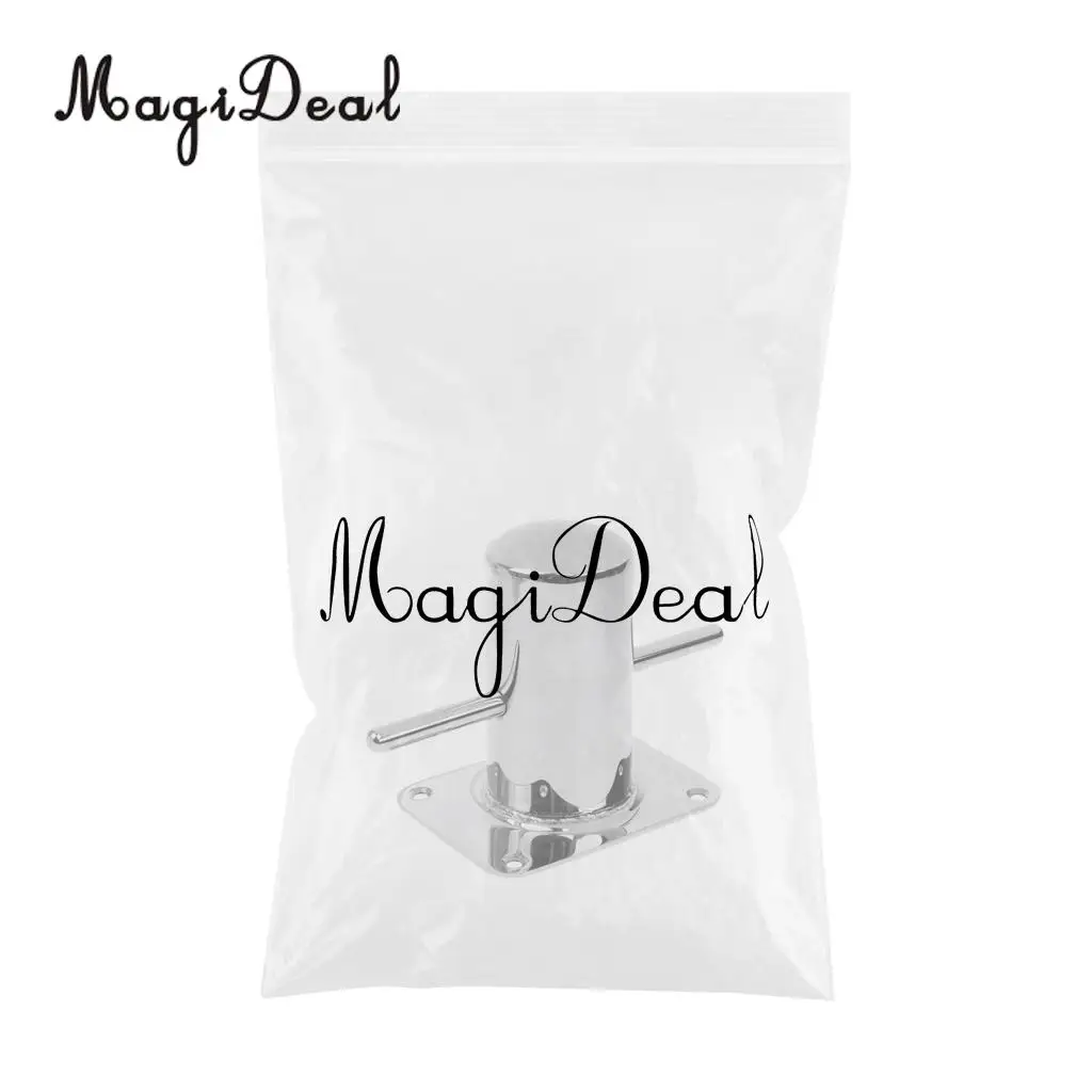 MagiDeal Polished Marine 316 Stainless Steel Single Cross Bollard Boat Yacht Mooring Cleat Hardware With Heady Duty Base Silver