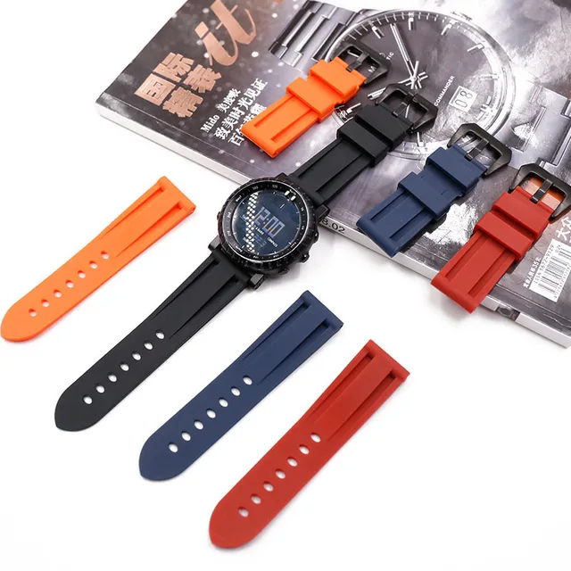 US $7.25 Rubber strap men's pin buckle 24mm watch accessories for Panerai PAM111 PAM508 441PAM368 outdoor sp
