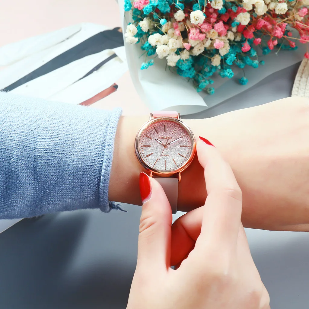 YOLAKO модные наручные часы Ретро Радуга дизайн женское платье кварцевые кожа часы подарок для любителей Montre Relogio 533