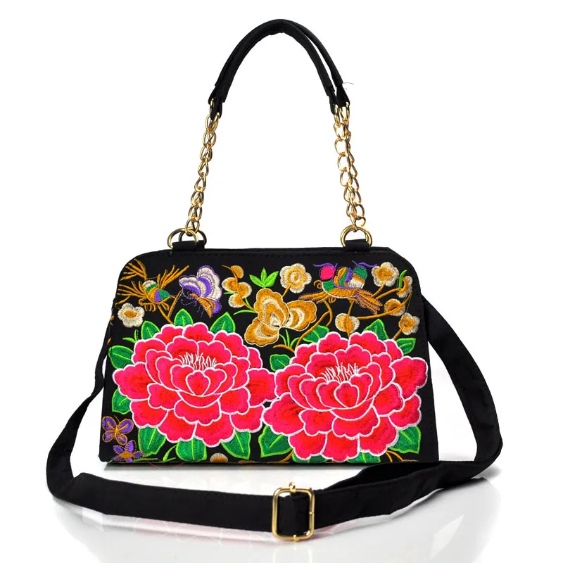 2017 new characteristic Chinese style embroidery peony women Handle Bag