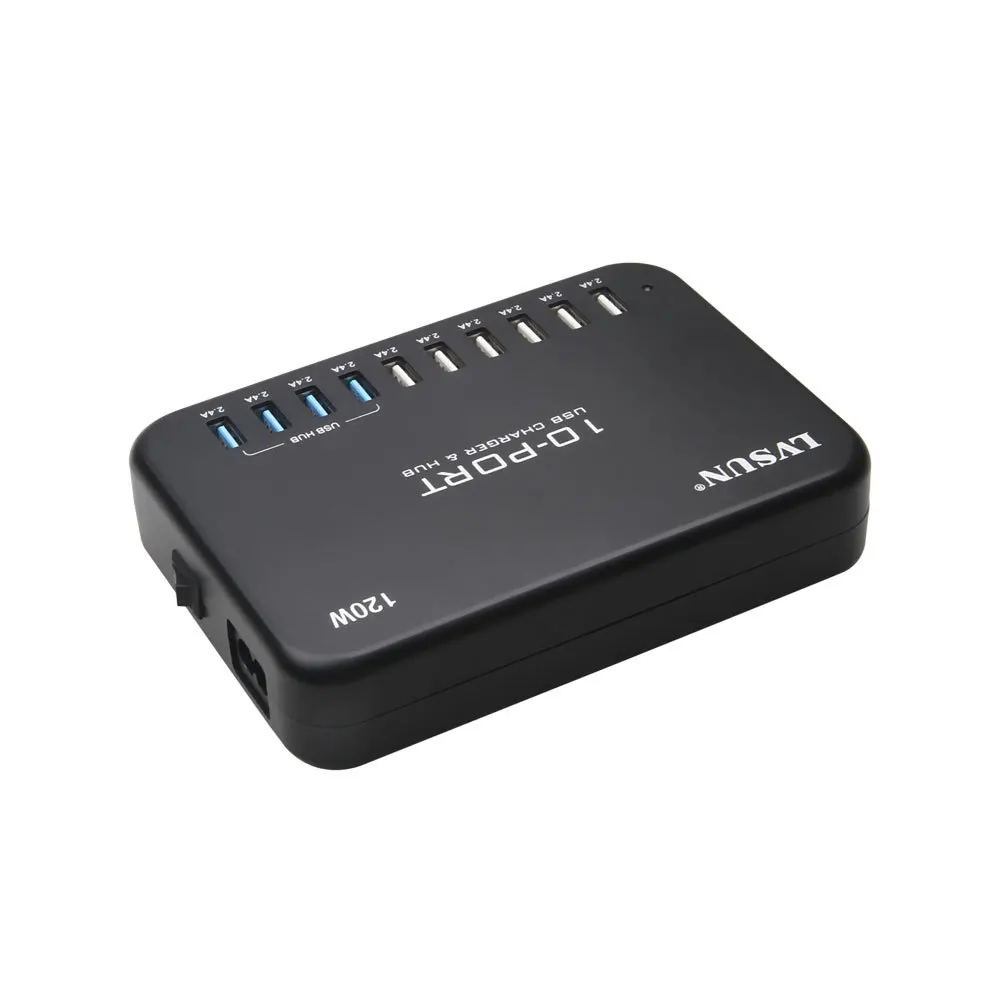 Сетевое зарядное устройство LVSUN с USB портами 120 Вт 10 портов|usb charger ac adapter|intelligent