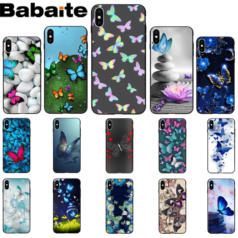 

Babaite butterfly rose floral Luxury Unique Design Phone Cover for iPhone 6S 6plus 7 7plus 8 8Plus X Xs MAX 5 5S XR