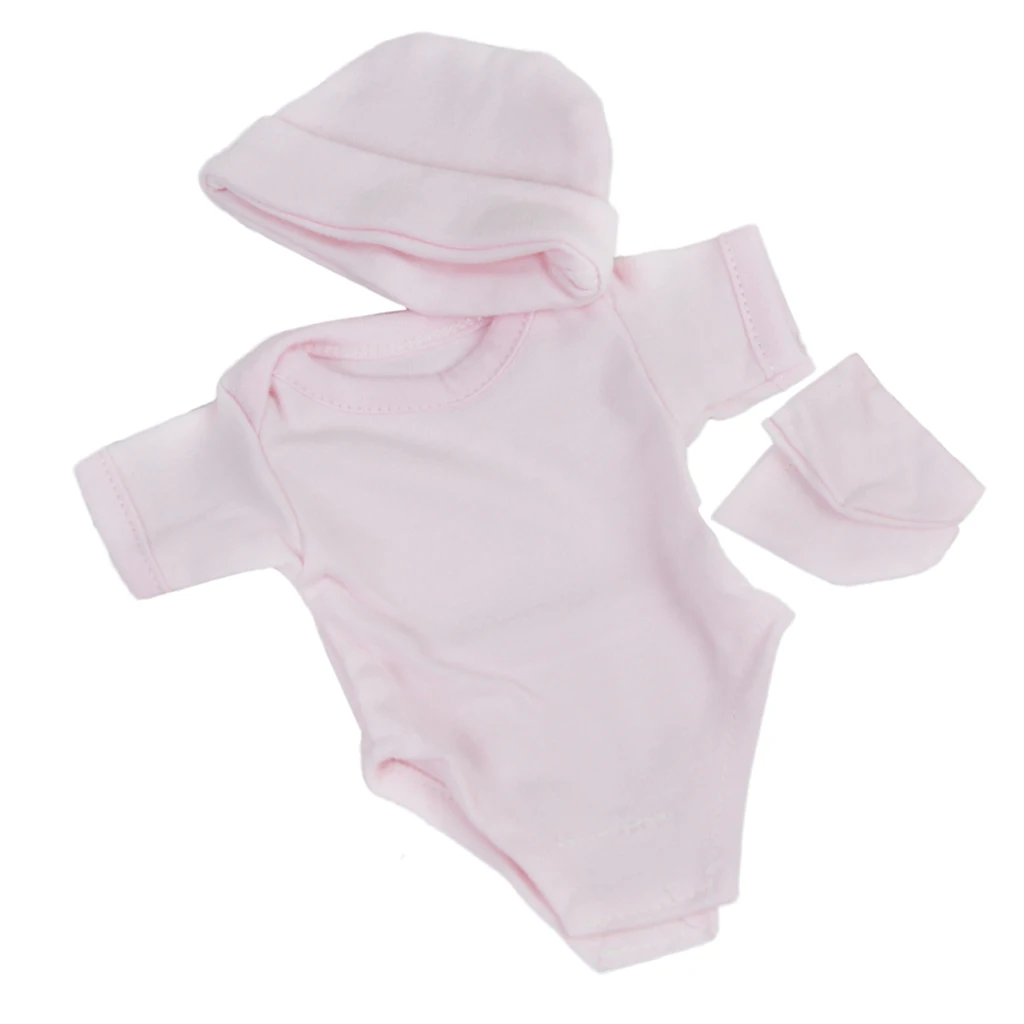 10inch-11inch Infant Baby Girl Doll Clothes Romper Jumpsuit Socks Hat Set  Suitable for 10''-11'' Reborn Baby Girl Doll Pink