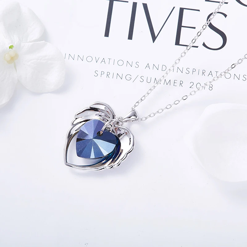 Cdyle украшенное ожерелье со стразами фиолетовое голубое сердце элегантное обручальное свадебное Bijoux Сексуальное Женское ювелирное изделие