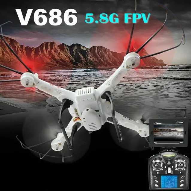 

WL Toys Can See Live Video V686G 5.8G FPV 4CH 6 Axis Drone RC Helicopter Quadcopter with HD Camera RTF VS JJRC H9D H8C V666 CX20