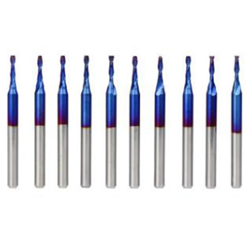 

10Pcs 3.175Mm Shank Blue Coated Spiral Flat End Mills Two Flute Cnc Milling Cutter 3.175 Mm Cnc Router Bits