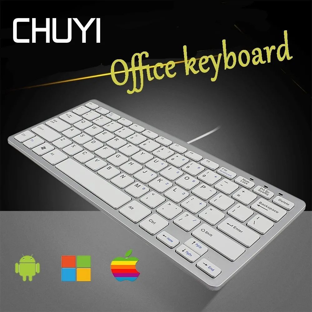 Проводная ультратонкая клавиатура CHUYI бесшумная офисная многофункциональная с 78
